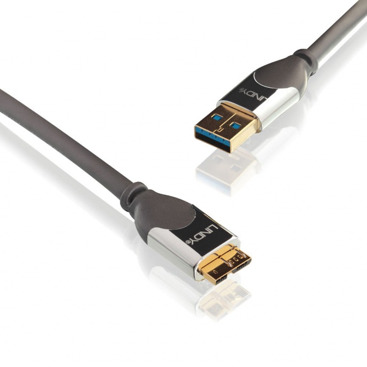 Imagine Cablu USB 3.0 la micro-B CROMO 0.5m, Lindy L41617-1