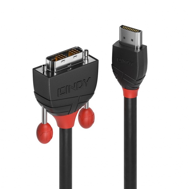 Imagine Cablu HDMI la DVI-D Single Link T-T 0.5m Black Line, Lindy L36270
