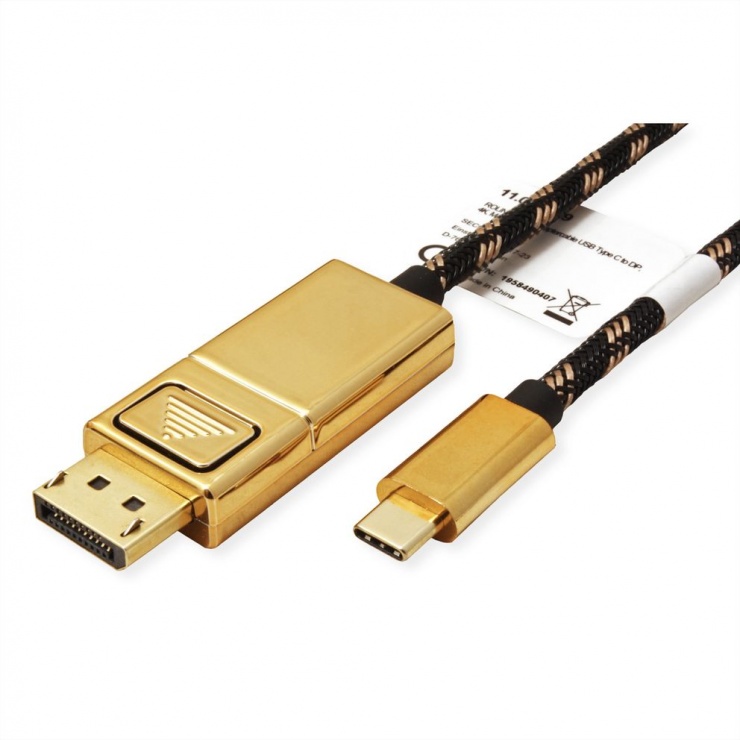 Imagine Cablu USB-C la Displayport v1.2 4K60Hz GOLD T-T 2m, Roline 11.04.5849-2