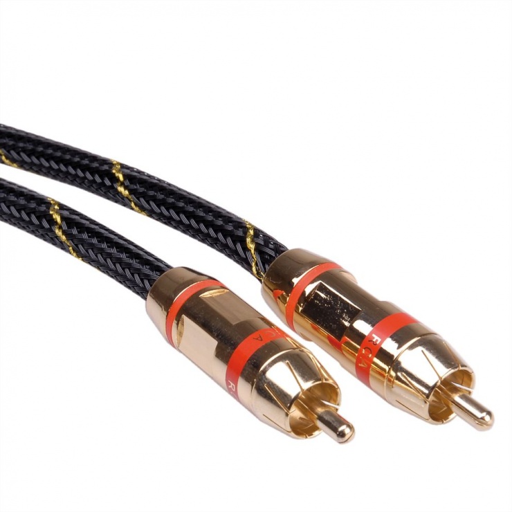 Imagine Cablu audio GOLD RCA T-T ecranat 5m rosu, Roline 11.09.4251