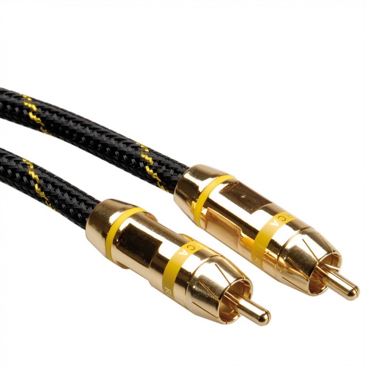 Imagine Cablu audio GOLD RCA T-T ecranat 10m galben, Roline 11.09.4293