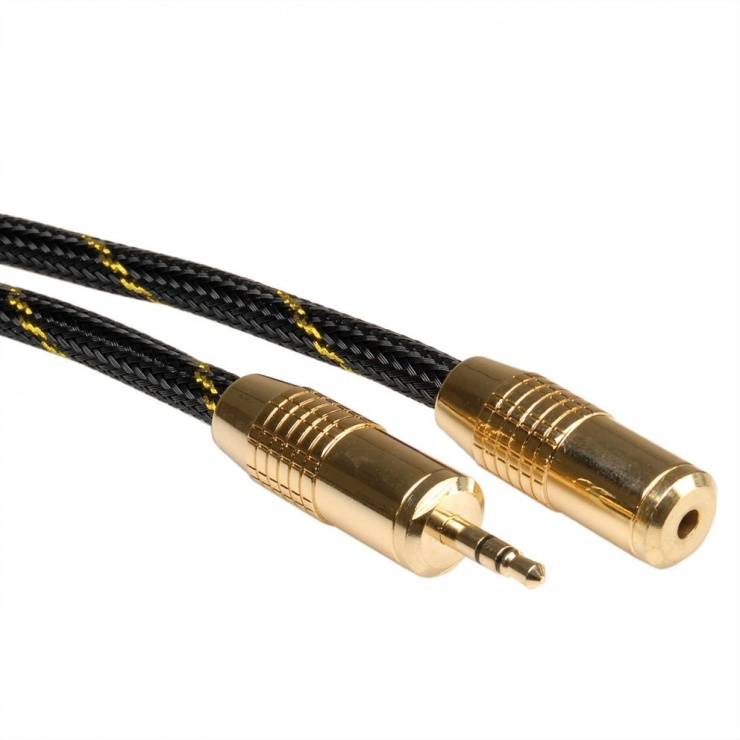 Imagine Cablu prelungitor audio Jack stereo 3.5mm GOLD T-M ecranat 5m, Roline 11.09.4755