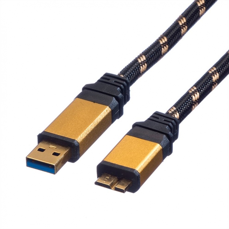 Imagine Cablu USB 3.0 la micro USB-B T-T 0.8m GOLD, Roline 11.02.8878