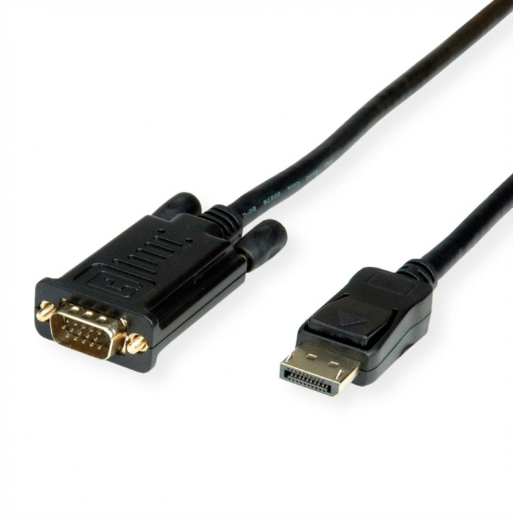 Imagine Cablu Displayport la VGA 1080p T-T 3m Negru, Value 11.99.5803
