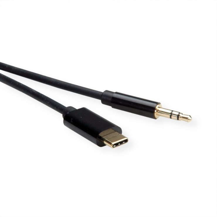 Imagine Cablu audio USB-C la jack stereo 3.5mm T-T Negru 3m, Roline 12.03.3218