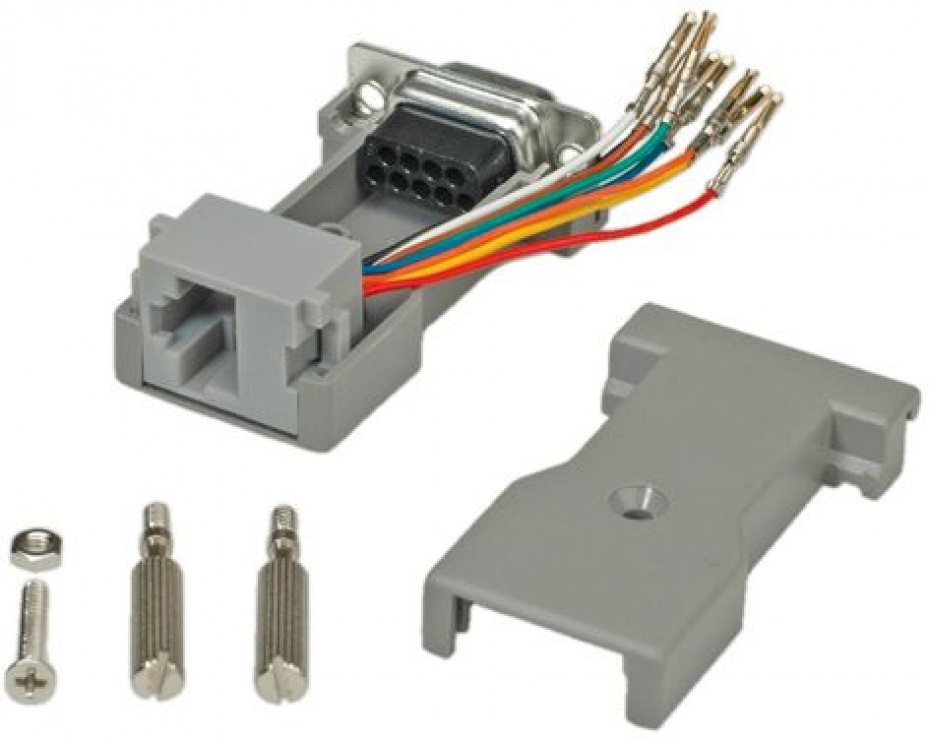 Imagine Adaptor serial socket DB9 la RJ45 M-M, Roline 12.03.7530