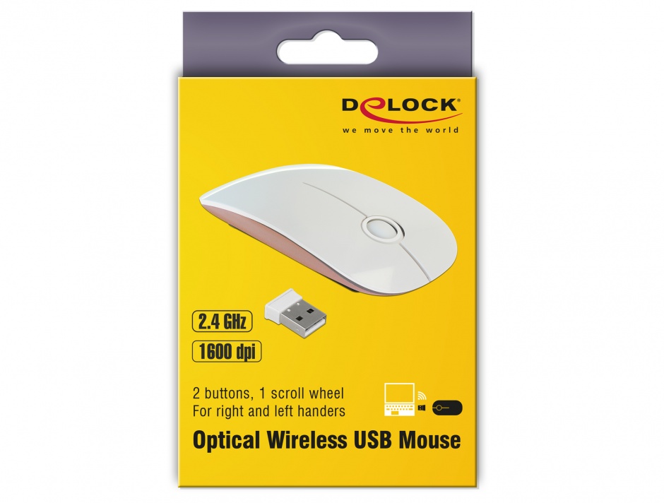 Imagine Mouse optiMouse optic wireless 2.4 GHz alb/roz, Delock 12536c wireless 2.4 GHz alb/roz, Delock 12536