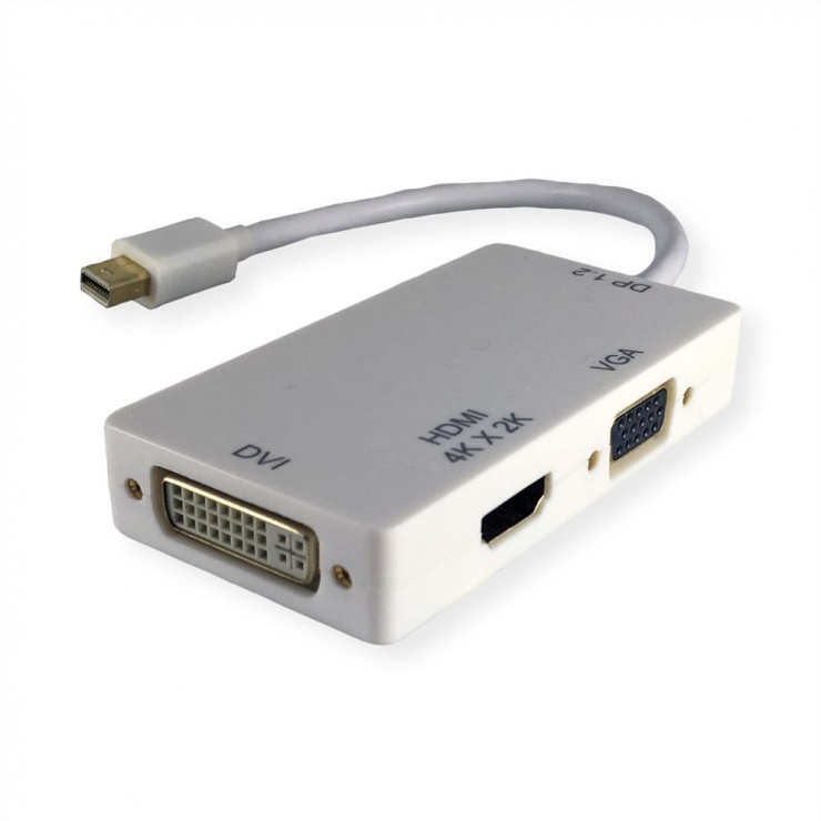 Imagine Adaptor Mini Displayport la HDMI 4K, DVI, VGA Activ T-M Alb, Value 12.99.3155