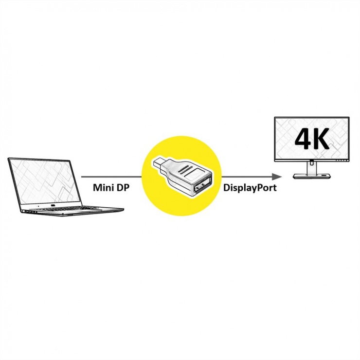 Imagine Adaptor Mini Displayport la Displayport T-M v1.2 4K60Hz, Value 12.99.3161