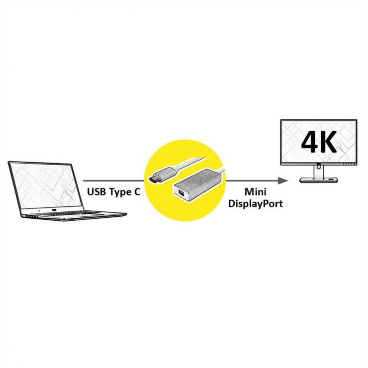 Imagine Adaptor USB 3.1 tip C la Mini Displayport T-M Alb, Value 12.99.3225