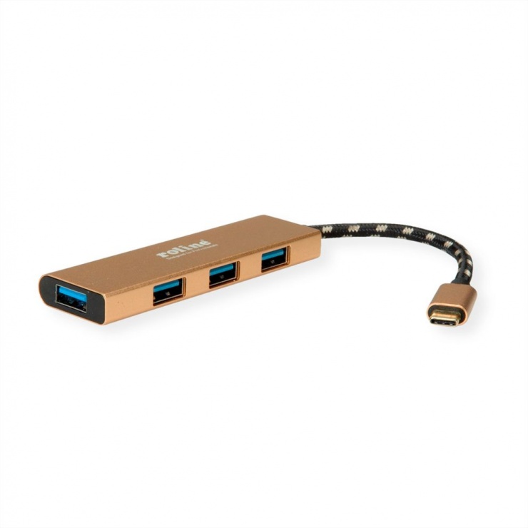 Imagine HUB USB 3.1-C GOLD la 4 x USB-A, Roline 14.02.5039