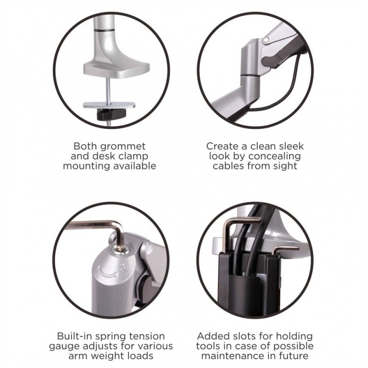 Imagine Suport 3 monitoare cu montare birou Gas spring Argintiu, Value 17.99.1160-4