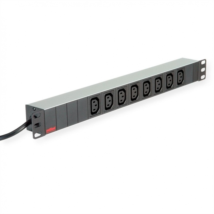 Imagine Prelungitor PDU 19" Shucko la IEC C13 Aluminiu 2m, Roline 19.07.1628