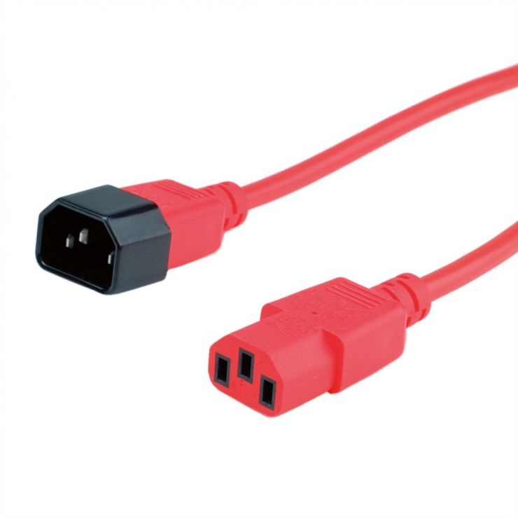 Imagine Cablu prelungitor PC C13 la C14 1.8m Rosu, Roline 19.08.1520