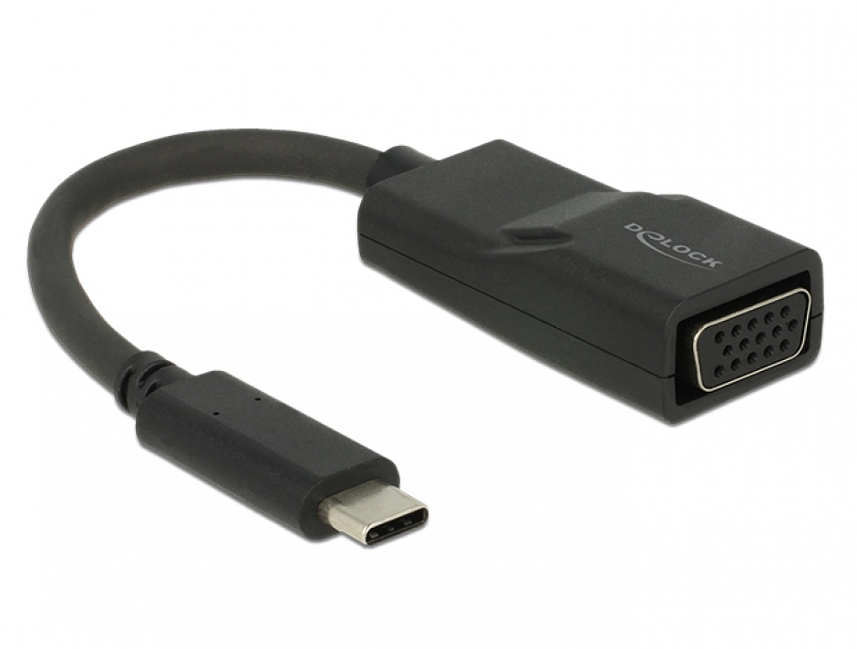 Imagine Adaptor USB tip C la VGA (DP Alt Mode) T-M Negru, Delock 62796