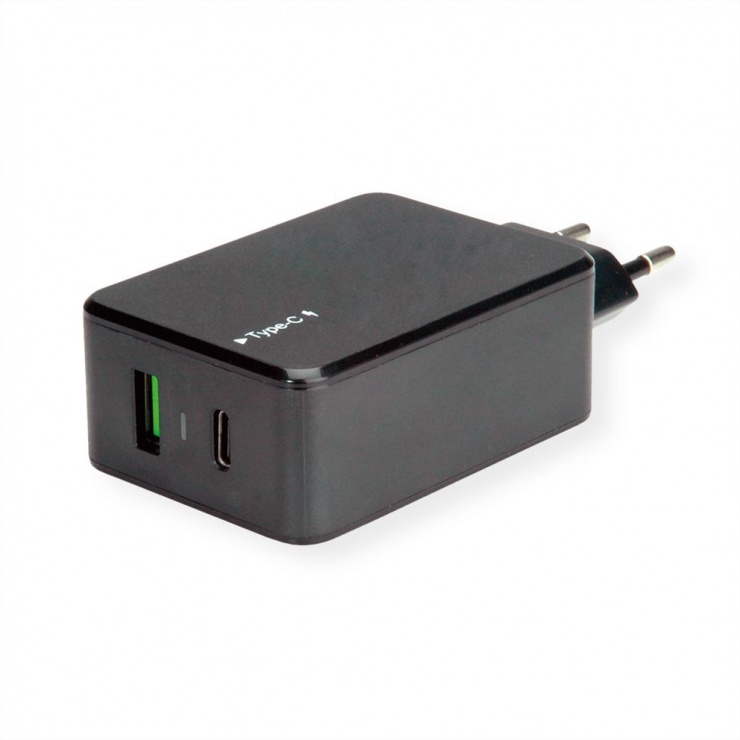 Imagine Incarcator priza 1 x USB-A Quick Charge 3.0 (incarcare rapida) + 1 x USB-C 33W Negru, Value 19.99.1091