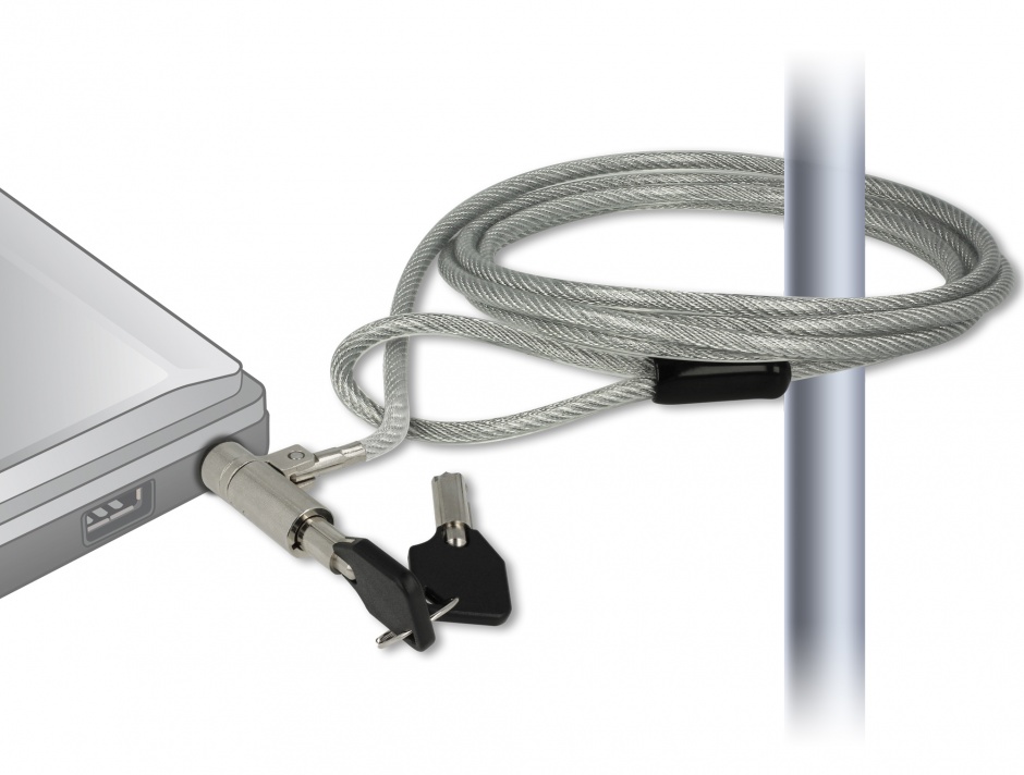 Imagine Cablu de securitate notebook cu cheie pentru Noble Wedge & HP Elite X2, Navilock 20654