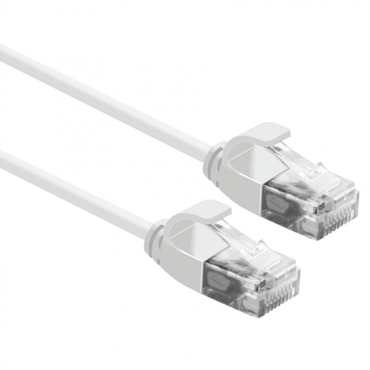 Imagine Cablu de retea Slim cat 6A UTP LSOH 0.15m Alb, Roline 21.15.0978