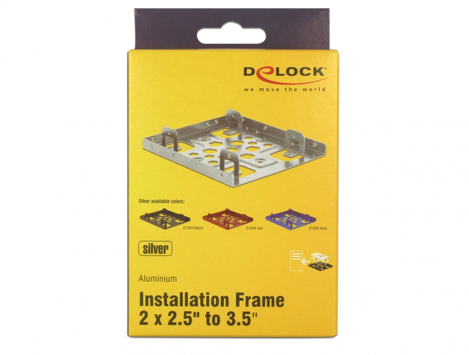 Imagine Kit de instalare 2 x 2.5" HDD in bay 3.5" argintiu aluminiu, Delock 21333