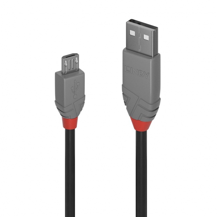 Imagine Cablu USB 2.0 la micro USB-B T-T 0.2m Anthra Line, Lindy L36730
