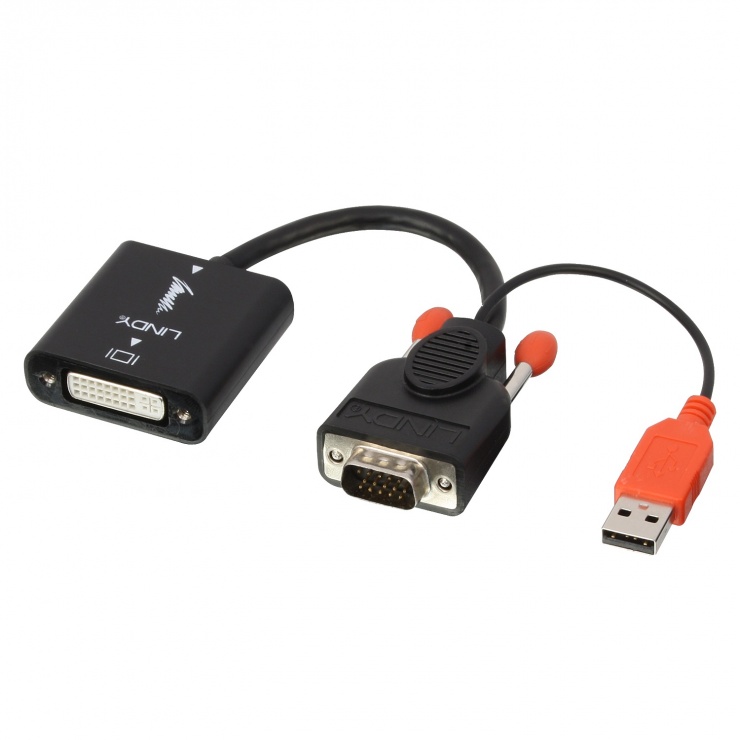 Imagine Convertor VGA la DVI-D Dual Link T-M alimentare USB, Lindy L38184