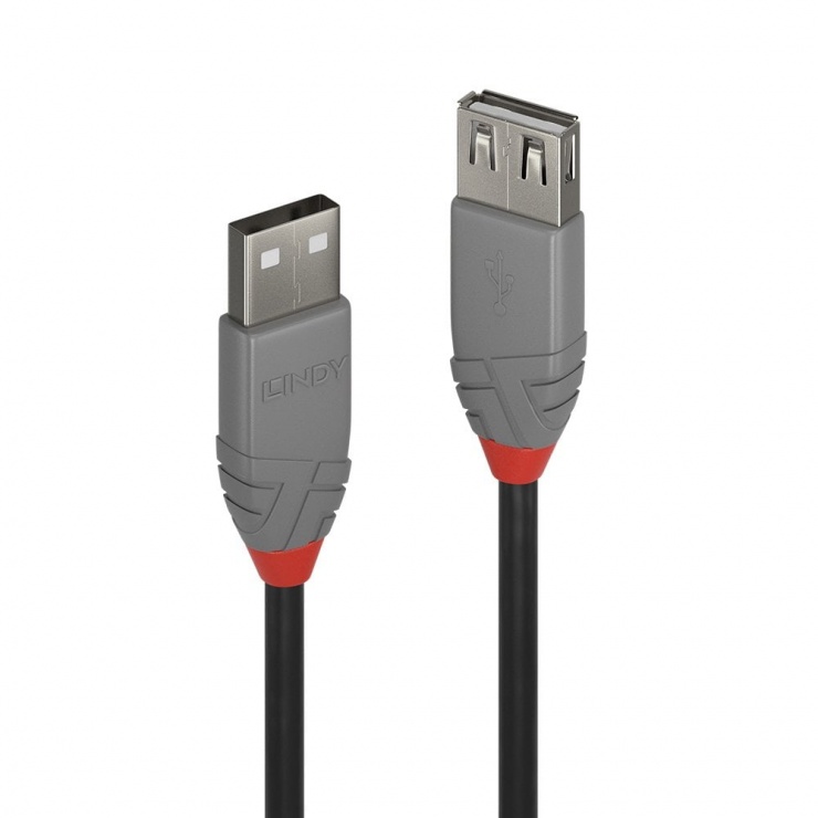 Imagine Cablu prelungitor USB 2.0 T-M 3m Anthra Line, Lindy L36704