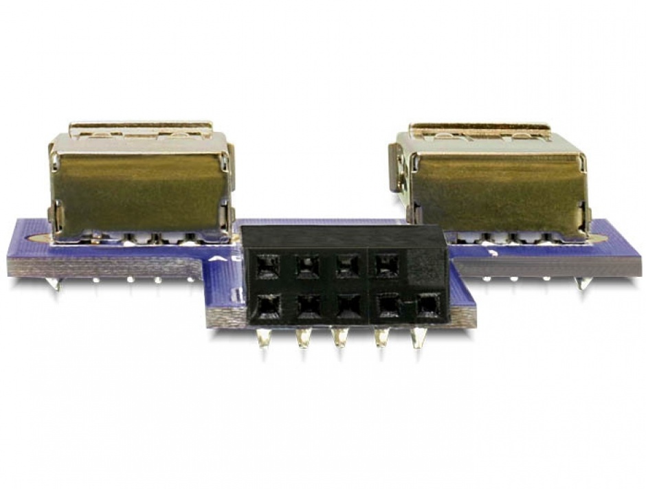 Imagine Adaptor pin header la 2 x USB 2.0 orientare sus, Delock 41824
