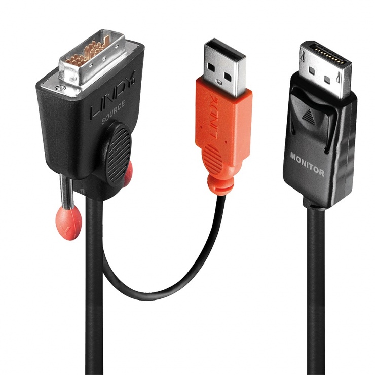 Imagine Cablu DVI-D la Displayport T-T 2m Negru, Lindy L41977