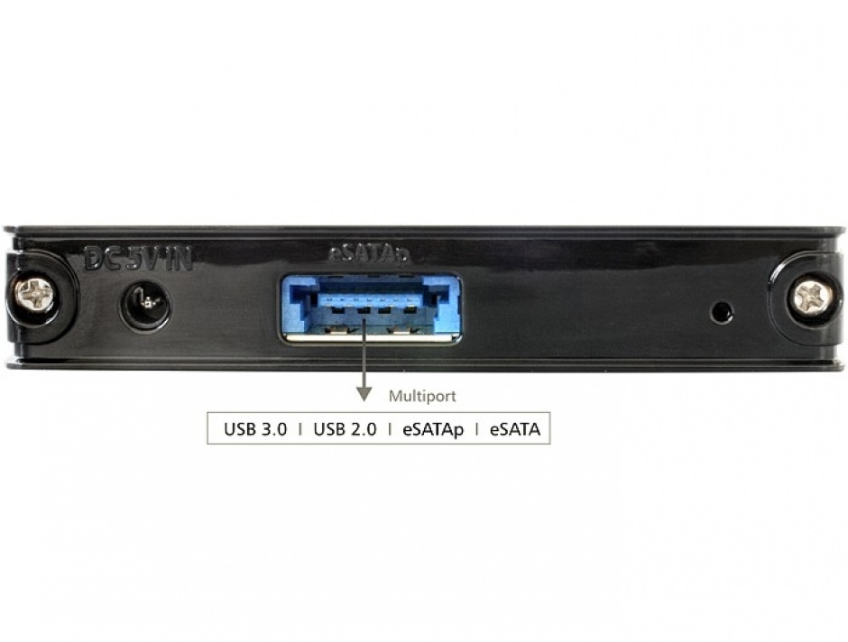 Imagine Rack extern HDD 2.5" SATA la Multiport USB 3.0 + eSATAp, Delock 42488