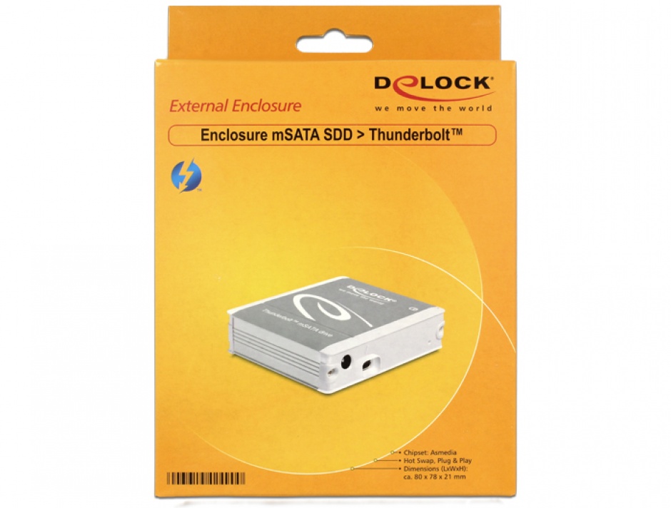 Imagine Rack extern SSD mSATA la Thunderbolt, Delock 42509 