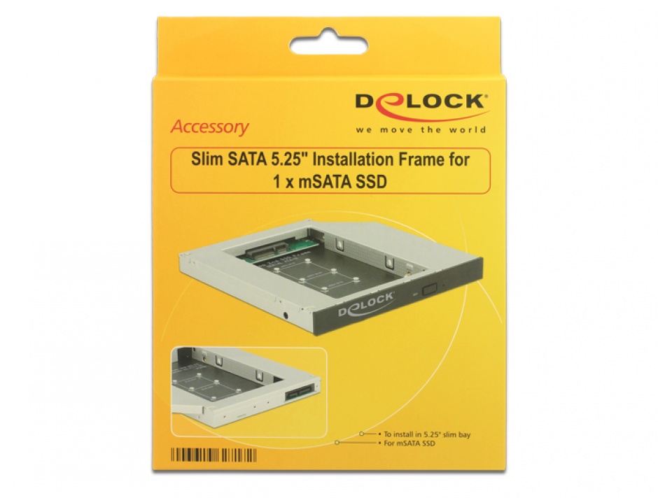 Imagine Installation frame (caddy) Slim SATA 5.25" pentru 1 x mSATA, Delock 62717