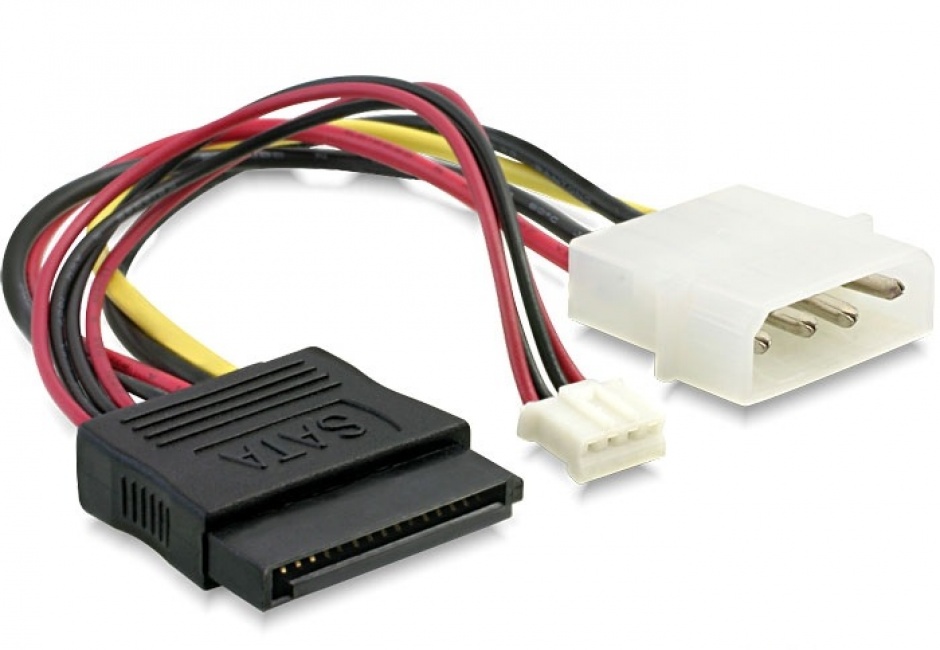 Imagine Cablu Y alimentare SATA la Molex + 4 pini, Delock 84420
