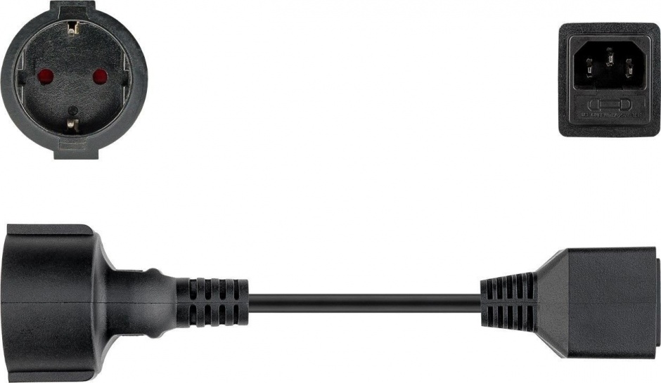 Imagine Cablu prelungitor pentru UPS Schuko la C14 0.2m siguranta 10A, Goobay 51476-1