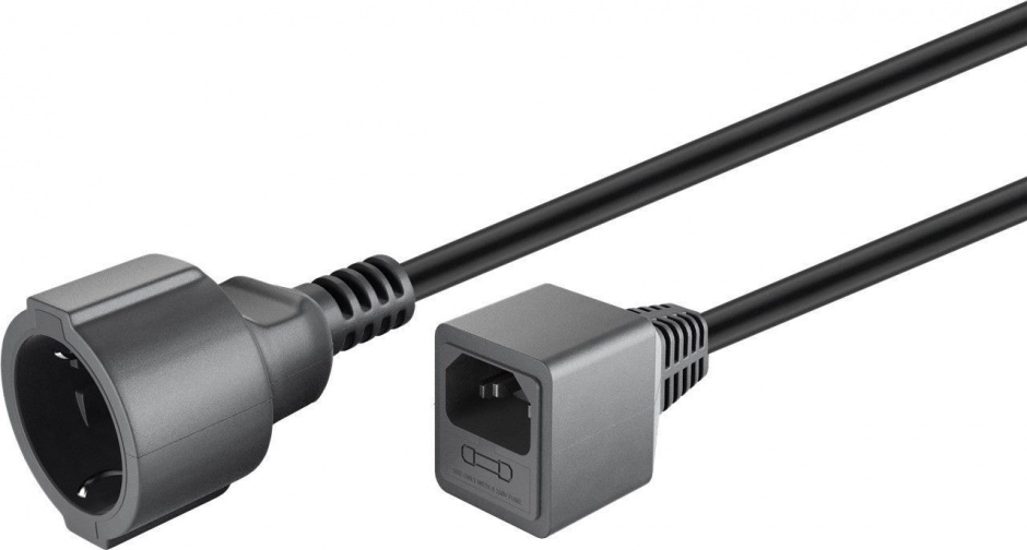 Imagine Cablu prelungitor pentru UPS Schuko la C14 0.2m siguranta 10A, Goobay 51476
