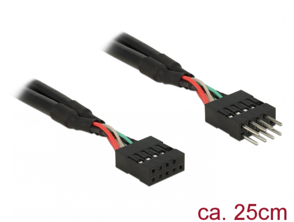 Imagine Cablu prelungitor pin header USB 2.0 10 pini T-M 25cm, Delock 83873