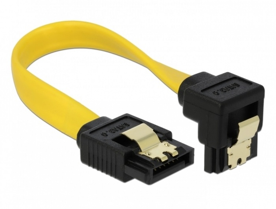 Imagine Cablu SATA II 3 Gb/s drept-unghi cu fixare 10cm, Delock 82469-1