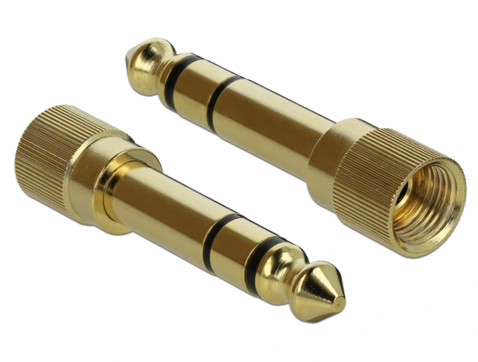 Imagine Cablu prelungitor spiralat jack stereo 3.5mm 3 pini T-M + adaptor 6.35mm 2m, Delock 85832-2