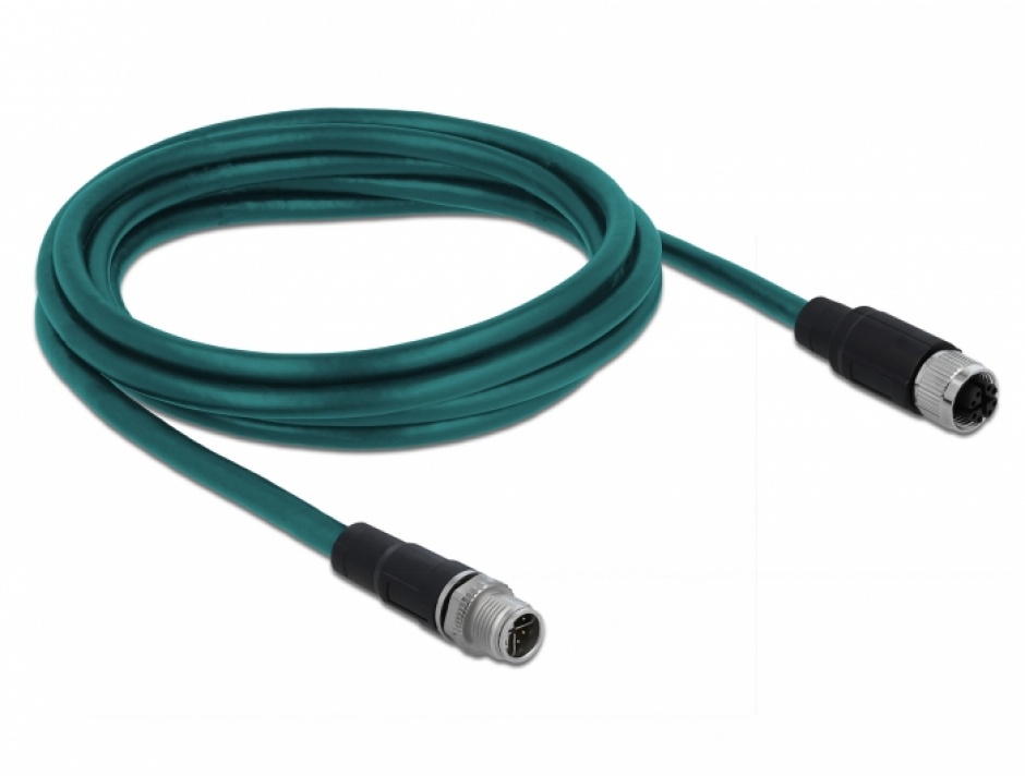 Imagine Cablu de retea M12 8 pini X-coded TPU 2m, Delock 85422-1