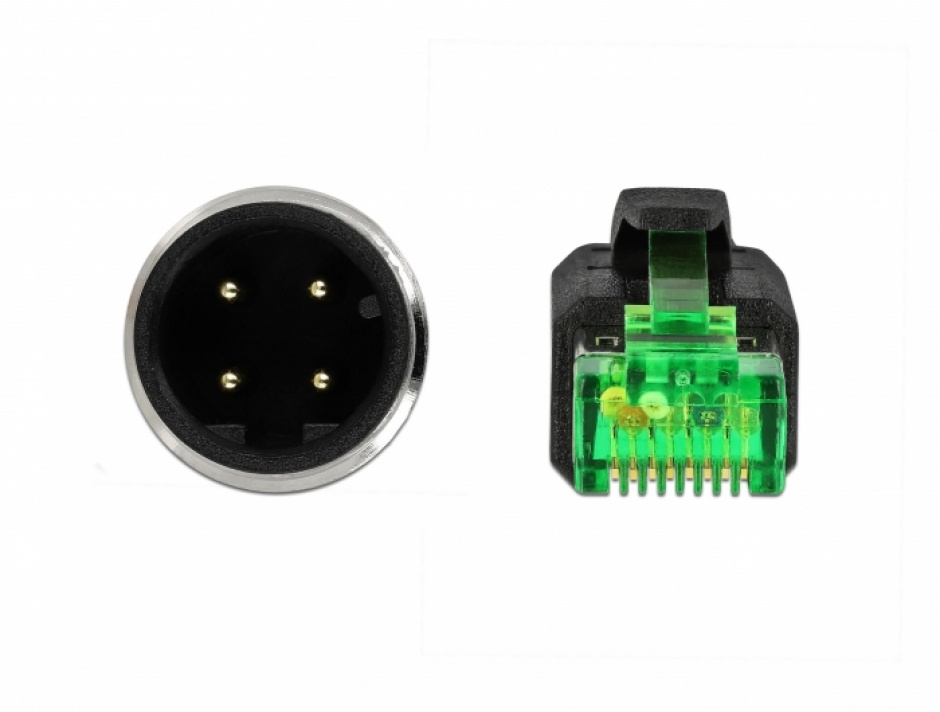 Imagine Cablu de retea M12 4 pini D-coded la RJ45 PVC 2m, Delock 85438-2