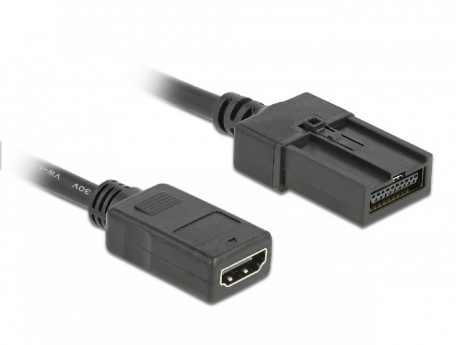 Imagine Cablu automotiv HDMI-A 4K30Hz la HDMI-E M-T 3m Negru, Delock 85287
