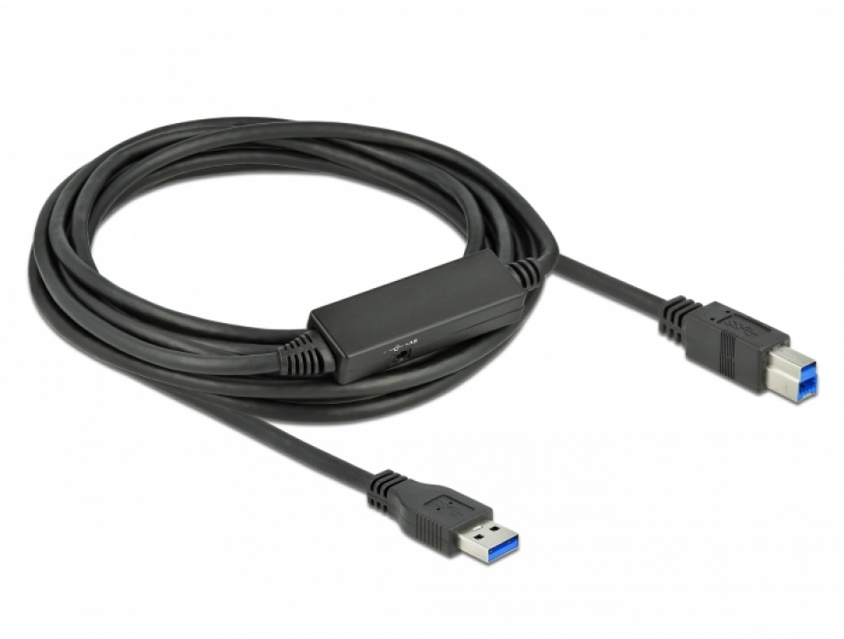 Imagine Cablu USB 3.2 Gen 1-A la USB-B activ T-T 5m Negru, Delock 85379