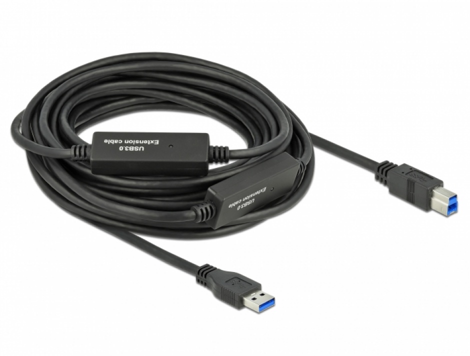 Imagine Cablu USB 3.2 Gen 1-A la USB-B activ T-T 10m Negru, Delock 85380