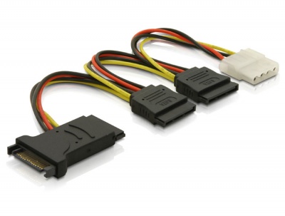 Imagine Cablu de alimentare SATA la 3 x SATA + Molex, Delock 60106
