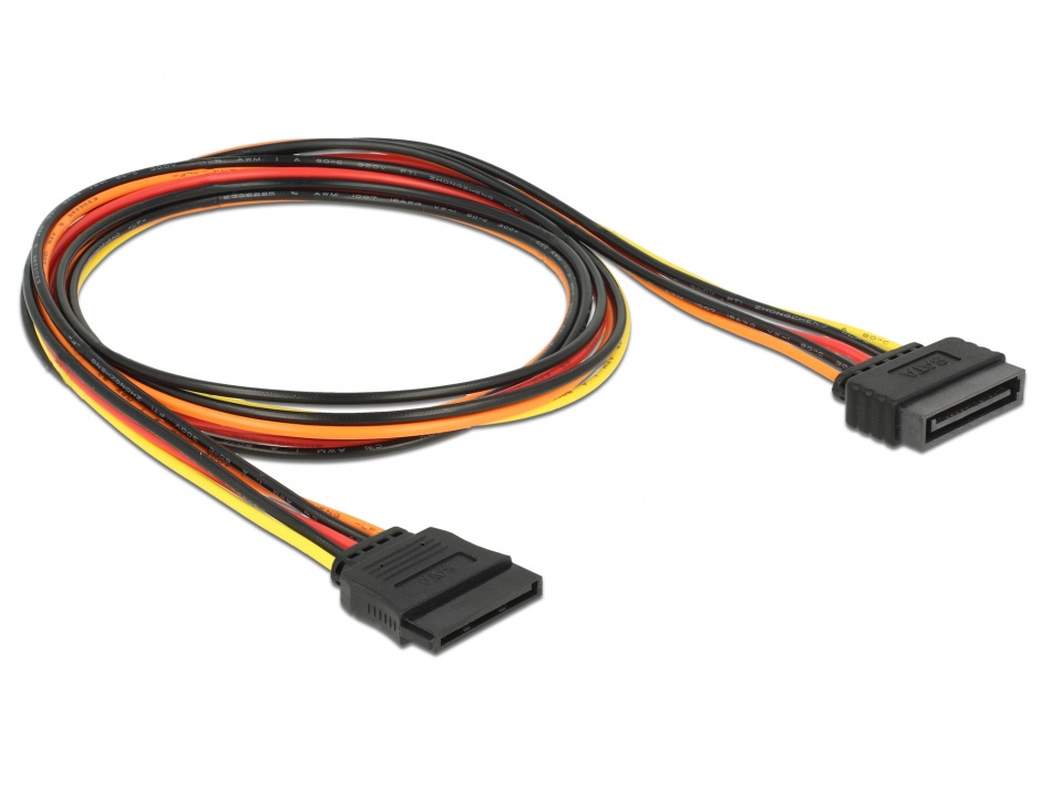 Imagine Cablu prelungitor alimentare SATA 15 pini 100cm, Delock 60133