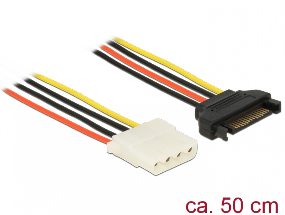 Imagine Cablu de alimentare SATA la Molex T-M 50cm, Delock 60137