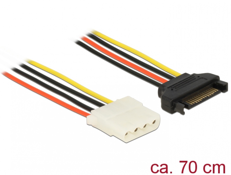 Imagine Cablu de alimentare SATA la Molex T-M 70cm, Delock 60138