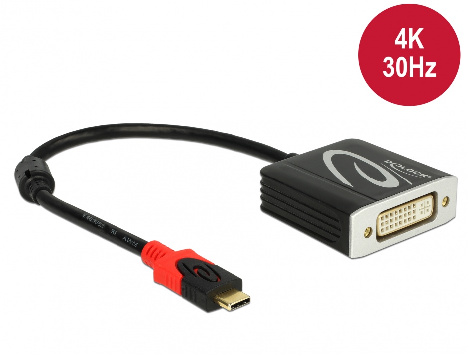 Imagine Adaptor USB-C la DVI (DP Alt Mode) 4K 30 Hz T-M, Delock 61213