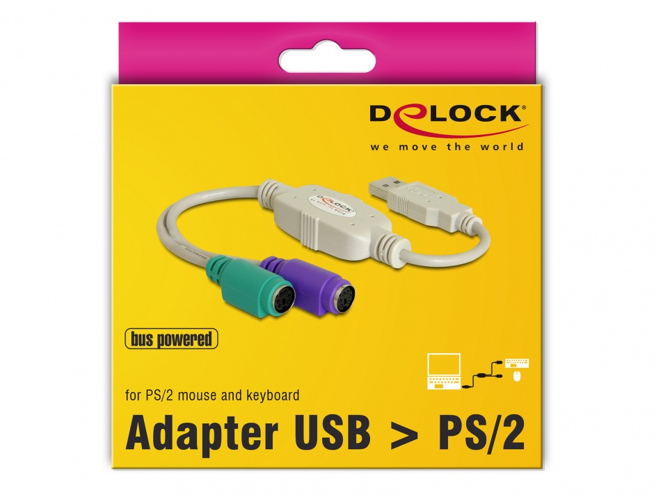 Imagine Adaptor USB la 2 X PS/2, Delock 61244