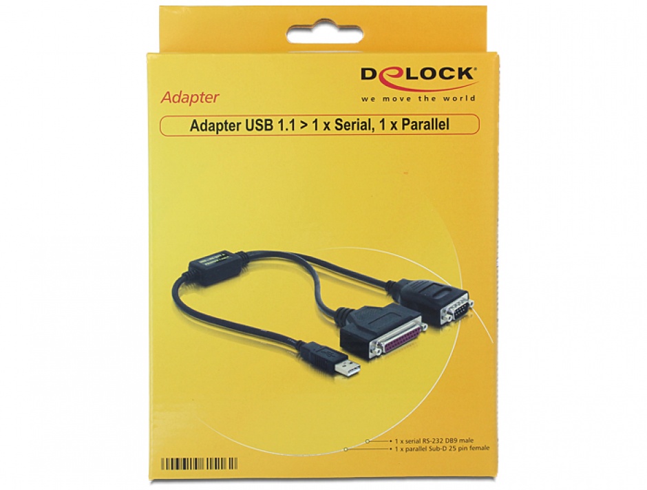 Imagine Cablu USB la serial RS232 + parallel DB25, Delock 61516