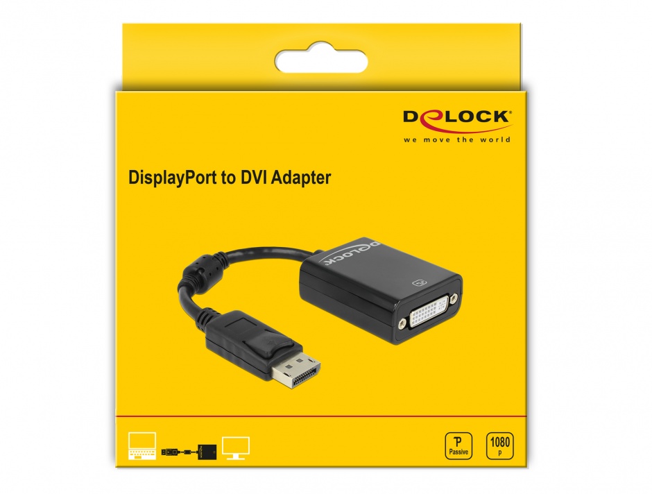 Imagine Adaptor Displayport la DVI 24+5 pasiv Negru T-M, Delock 61847